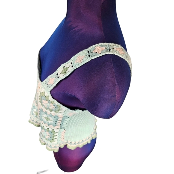 American Eagle Mint Green Pastel Crocheted Cropped Tank Top Size Medium O74 - Picture 4 of 8